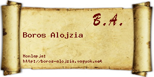 Boros Alojzia névjegykártya